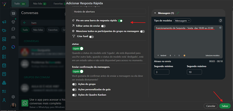 Formulário de nova resposta rápida