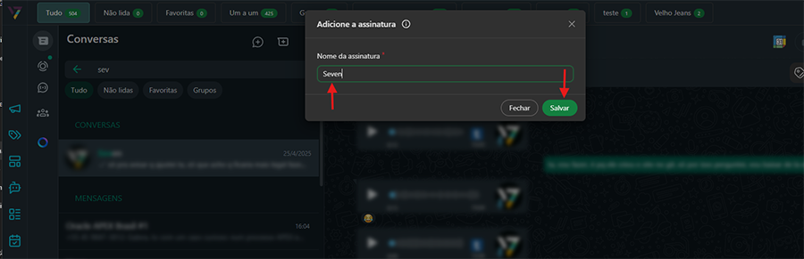 Janela para criar assinatura