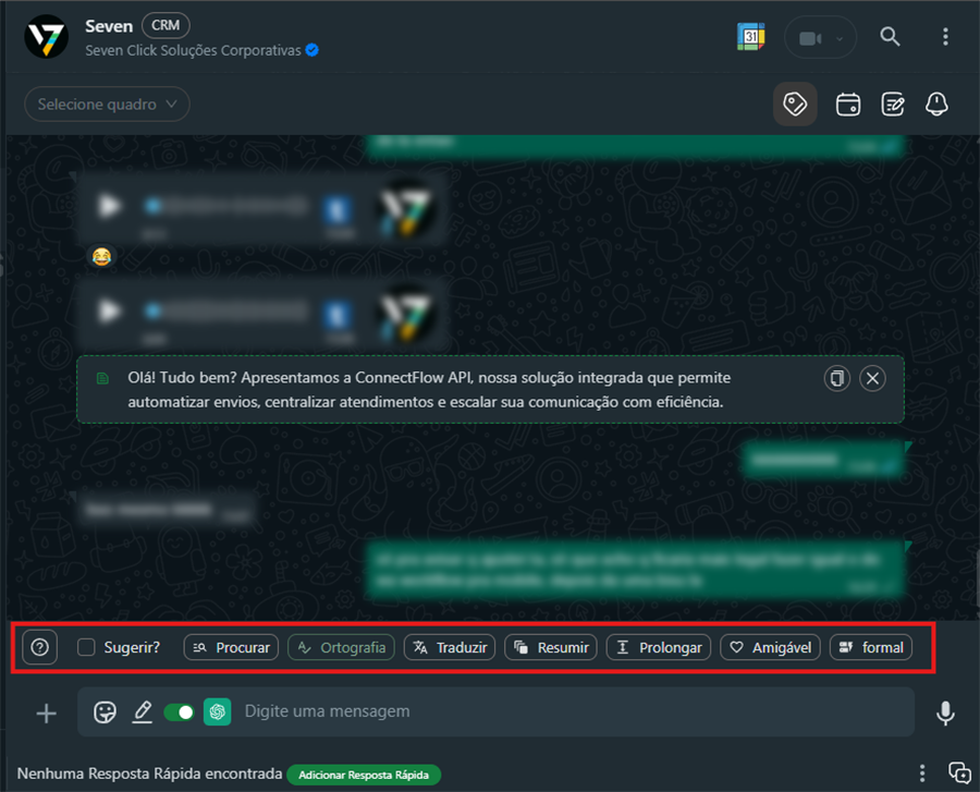 Exemplo de mensagem formal gerada